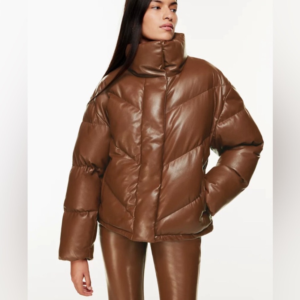 Aritzia Wilfred Cloud Puff Vegan Leather in Cognac - Picture 5 of 8